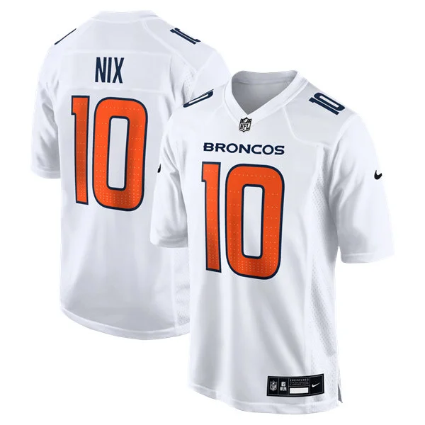 Mens Denver Broncos #10 Bo Nix Nike Tundra White Fashion Game Jersey 