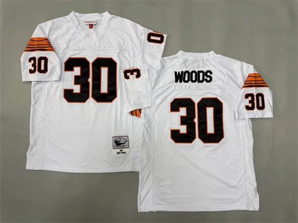 Men's Cincinnati Bengals #30 Ickey Woods 1988 White Throwback Jersey