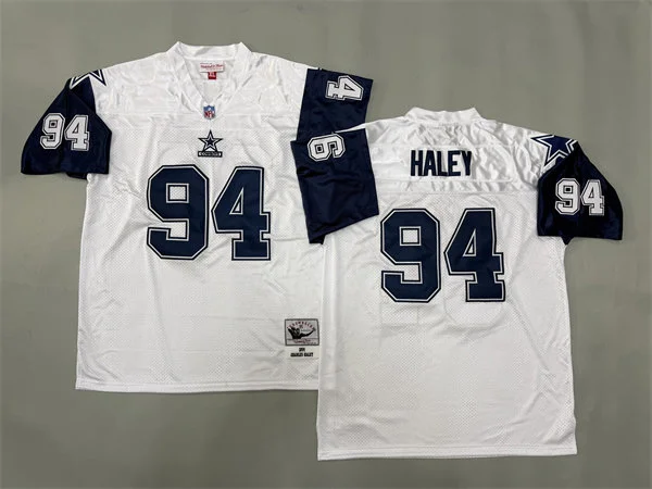 Men's Dallas Cowboys #94 Charles Haley White Thanksgivings 1994 Throwback Jersey