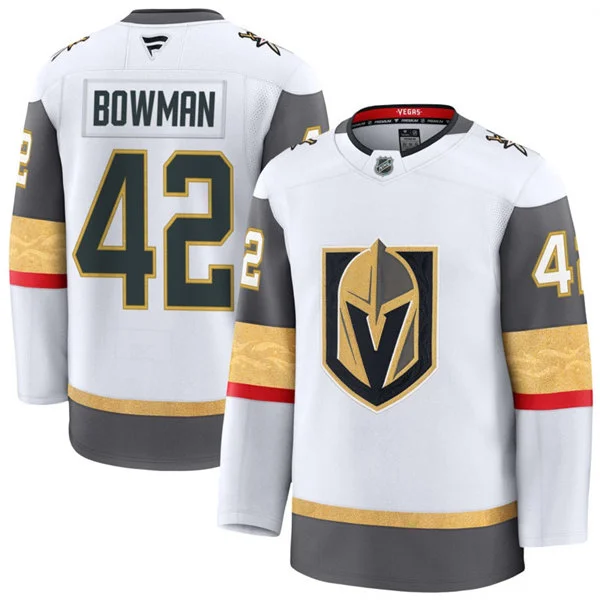 Mens Vegas Golden Knights #42 Braeden Bowman Fanatics Away White Premium Jersey(2)
