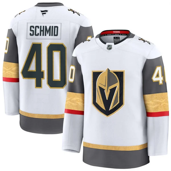 Mens Vegas Golden Knights #40 Akira Schmid Fanatics Away White Premium Jersey(3)