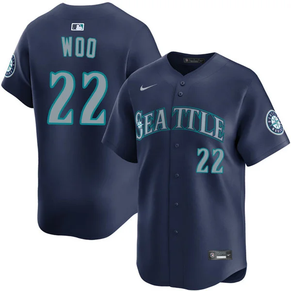 Men's Seattle Mariners #22 Bryan Woo Nike Navy Alternate Limited Jersey