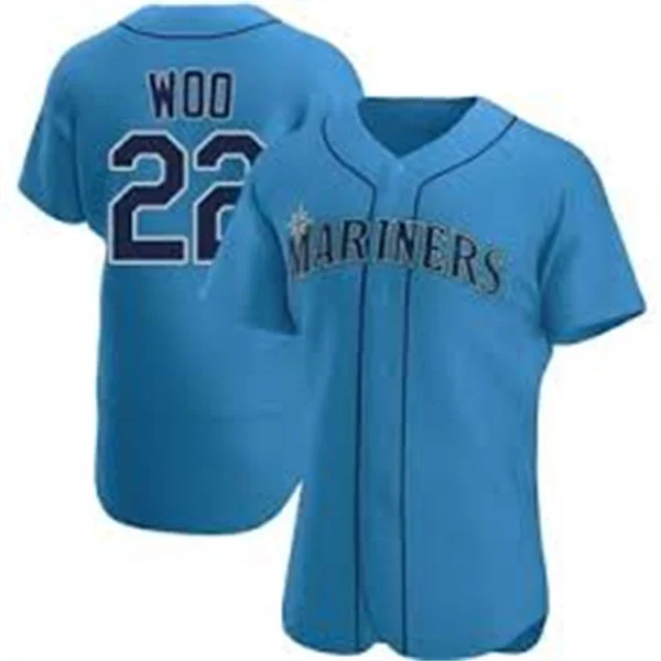 Men's Seattle Mariners #22 Bryan Woo Nike Blue Alternate Limited Jersey