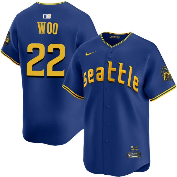 Men's Seattle Mariners #22 Bryan Woo Nike Royal City Connect Limited Jersey