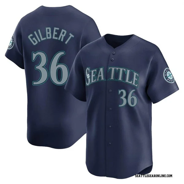 Men's Seattle Mariners #36 Logan Gilbert Nike Navy Alternate Limited Jersey