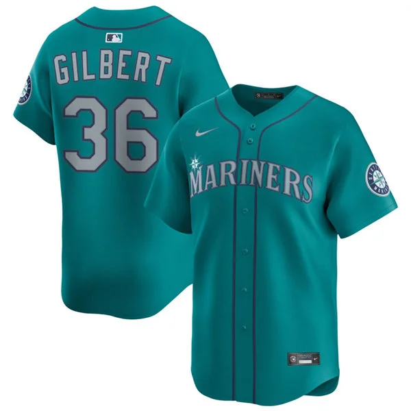 Men's Seattle Mariners #36 Logan Gilbert Nike Aqua Alternate Limited Jersey