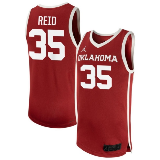 Oklahoma Sooners #35 Derrion Reid 2025 SEC Crimson College Basketball Game Jersey