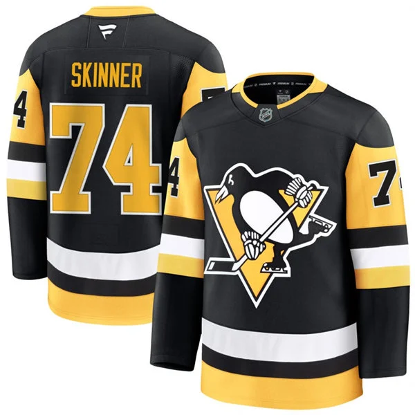 Mens Pittsburgh Penguins #74 Stuart Skinner Fanatics Home Black Premium Jersey