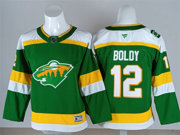 Youth Minnesota Wild #12 Matthew Boldy Fanatics Green Alternate Premium Jersey