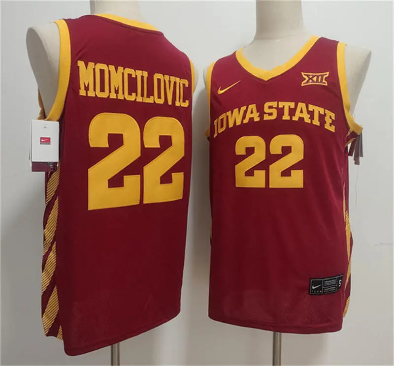 Mens Iowa State Cyclones #22 Milan Momcilovic 2025 Cardinal Basketball Jersey