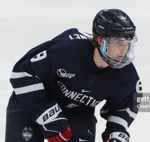 Uconn Huskies #8 Joey Muldowney  Navy Retro College Hockey Game Jersey