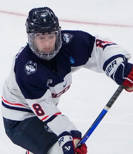 Uconn Huskies #8 Joey Muldowney  White College Hockey Game Jersey