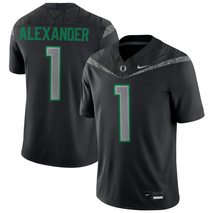 Oregon Ducks #1 Bear Alexander Black GENERATION O FLY ERA F.U.S.E. Limmited Football Game Jersey