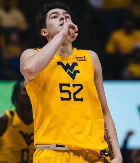 West Virginia Mountaineers #52 Treysen Eaglestaff 2025 Gold Basketball Game Jersey