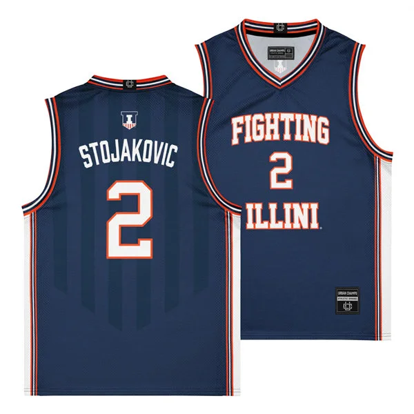 Illinois Fighting Illini #2 Andrej Stojakovic Nike Navy Basketball Retro Jersey