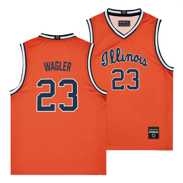 Illinois Fighting Illini #23 Keaton Wagler Nike 2026 Orange Navy Illinois Basketball Game Jersey