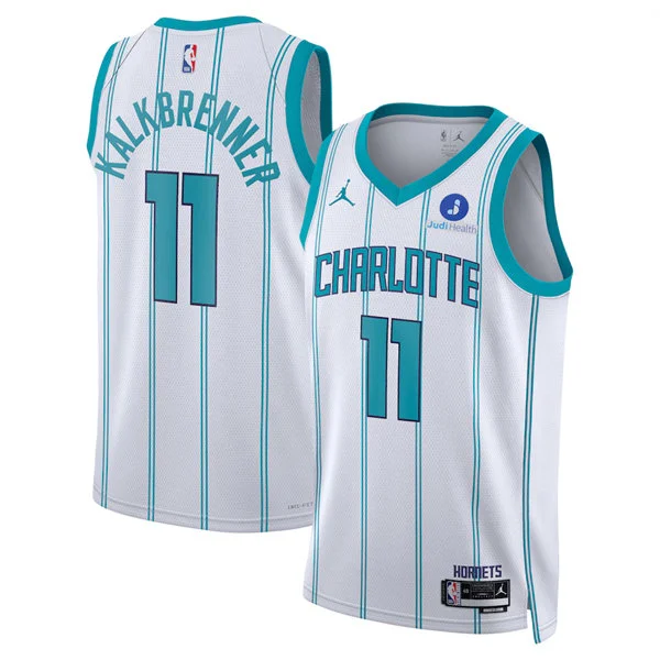 Men's Charlotte Hornets #11 Ryan Kalkbrenner White Association Edition Swingman Jersey