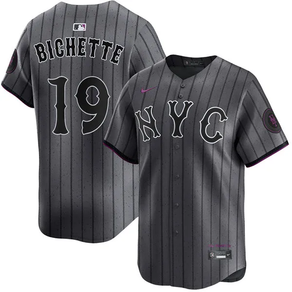 Mens New York Mets #19 Bo Bichette Nike Graphite City Connect Limited Jersey