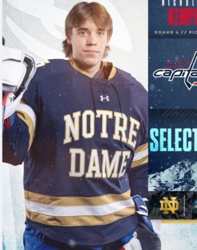 Notre Dame Fighting Irish #31 Nicholas Kempf Navy College Hockey Game Jersey