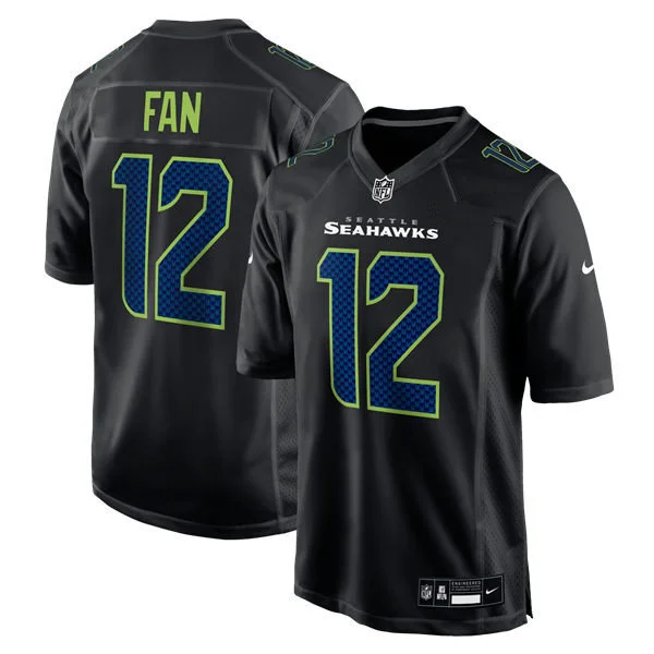 Seattle Seahawks Custom Nike Black Carbon Fashion Game Jersey