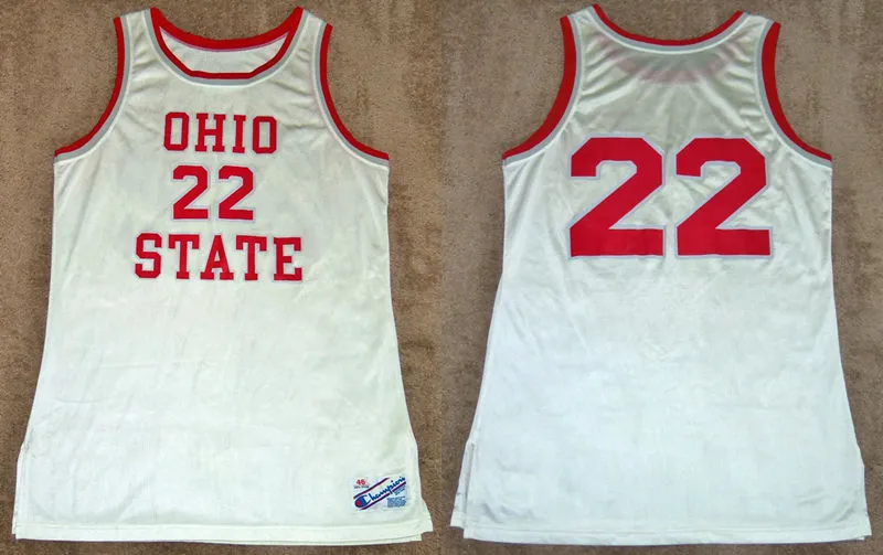 Ohio State Buckeyes #22 Jim Jackson Vintage 90s Champion Basketball Retro Jersey White