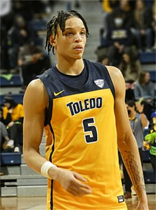 Toledo Rockets #5 Ryan Rollins 2022 Gold Basketball Game Jersey