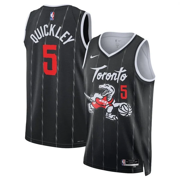 Mens Toronto Raptors #5 Immanuel Quickley Black 2025-26 City Edition Swingman Jersey