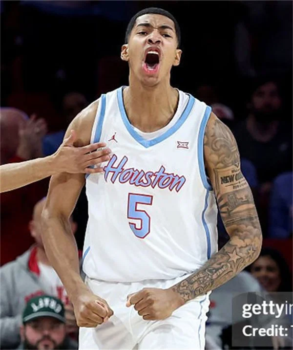 Houston Cougars #5 Chris Cenac Jr. 2026 White Blue Basketball Jersey