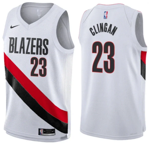 Mens Portland Trail Blazers #23 Donovan Clingan White Association Edition Swingman Jersey