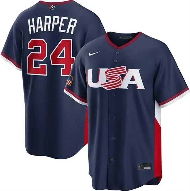 USA #24 Bryce Harper Nike Navy 2026 World Baseball Classic Limited Jersey