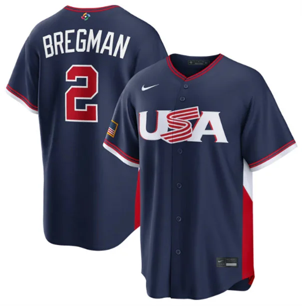 USA #2 Alex Bregman Nike Navy 2026 World Baseball Classic Limited Jersey