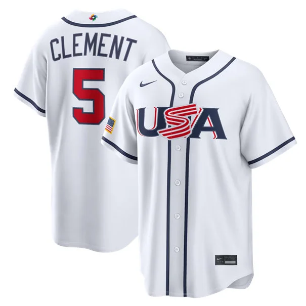 USA #5 Ernie Clement Nike White 2026 World Baseball Classic Limited Jersey