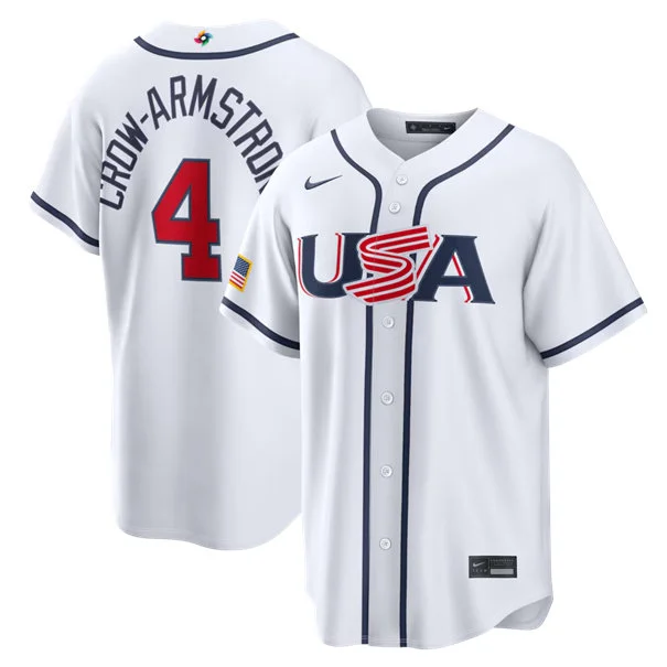Team USA #4 Pete Crow-Armstrong Nike White 2026 World Baseball Classic Limited Jersey