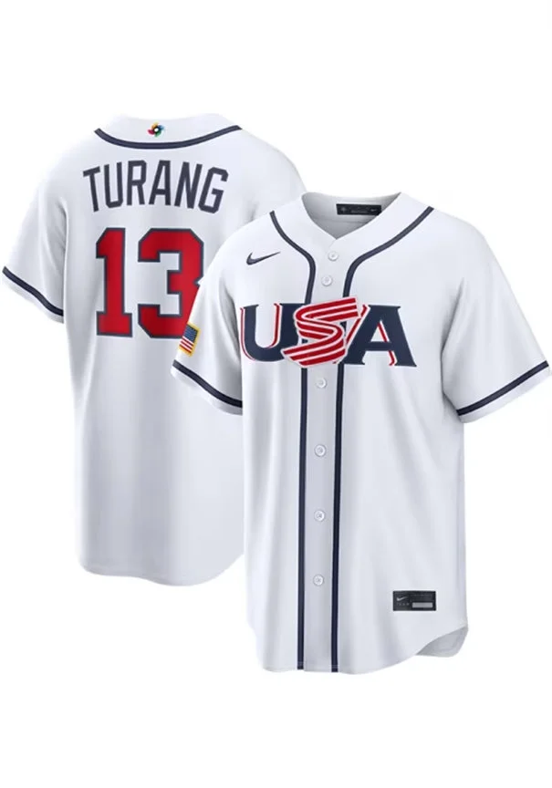 USA #13 Brice Turang Nike White 2026 World Baseball Classic Limited Jersey
