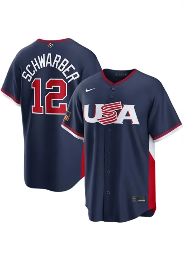USA #12 Kyle Schwarber Nike Navy 2026 World Baseball Classic Limited Jersey