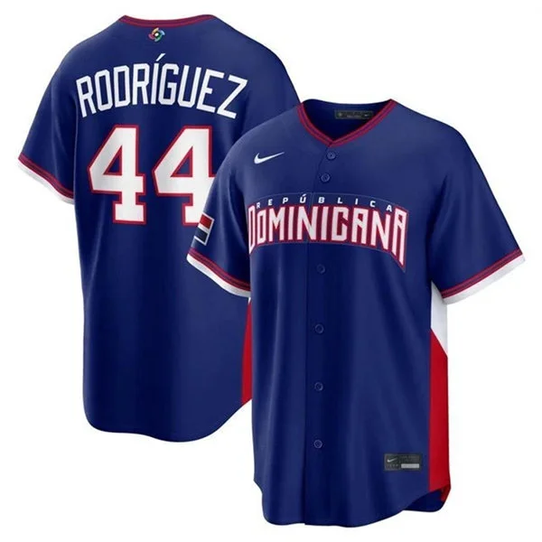 Men's Dominican Republic Baseball #44 Julio Rodriguez Nike Royal 2026 World Baseball Classic Limited Jersey