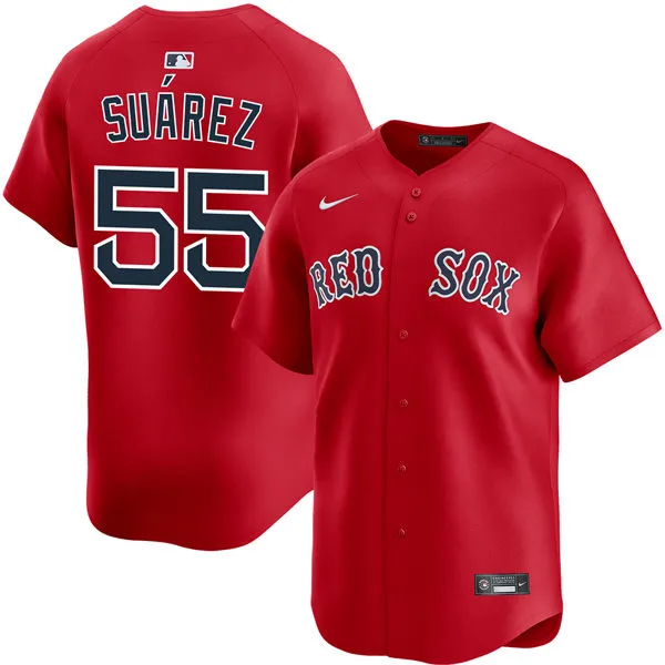 Men's Boston Red Sox #55 Ranger Suarez Nike Red Alternate with Name Limted Jersey