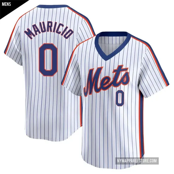 Mens New York Mets #0 Ronny Mauricio Nike White Pullover Cooperstown Collection Jersey