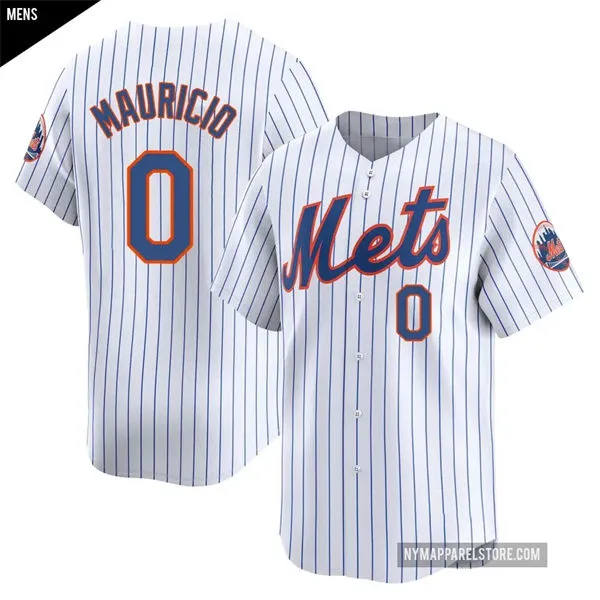 Mens New York Mets #0 Ronny Mauricio Nike Home White Pinstripe Limited Jersey