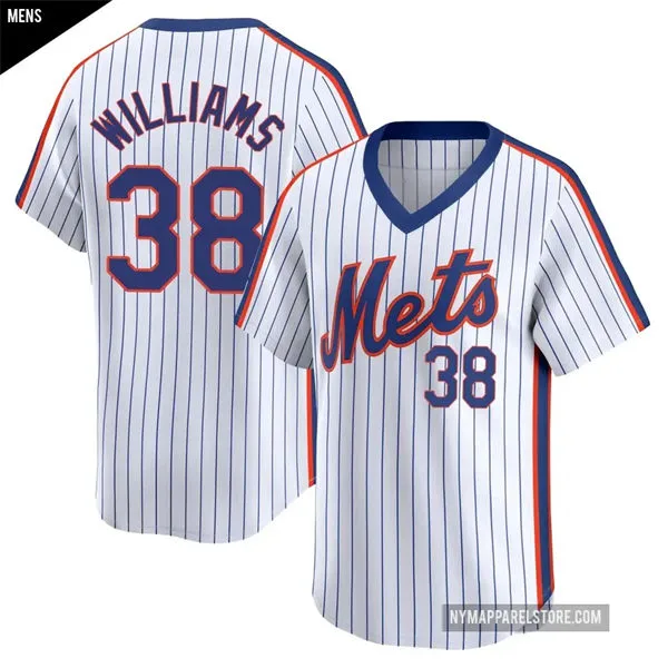 Mens New York Mets #38 Devin Williams Nike White Pullover Cooperstown Collection Jersey