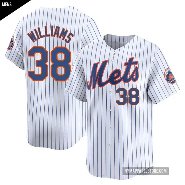 Mens New York Mets #38 Devin Williams Nike Home White Pinstripe Limited Jersey
