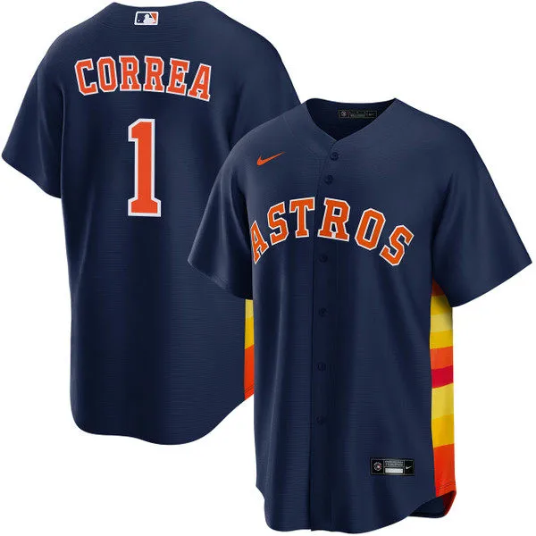 Mens Houston Astros #1 Carlos Correa Nike Navy Alternate Limited Jersey