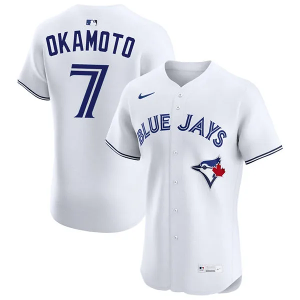 Mens Toronto Blue Jays #7 Kazuma Okamoto Nike White Home Flex Base Jersey