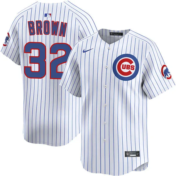 Mens Chicago Cubs #32 Ben Brown Nike White Pinstripe Home Limited Jersey