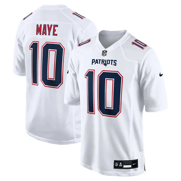 Mens New England Patriots #10 Drake Maye  White Fashion Game Jersey