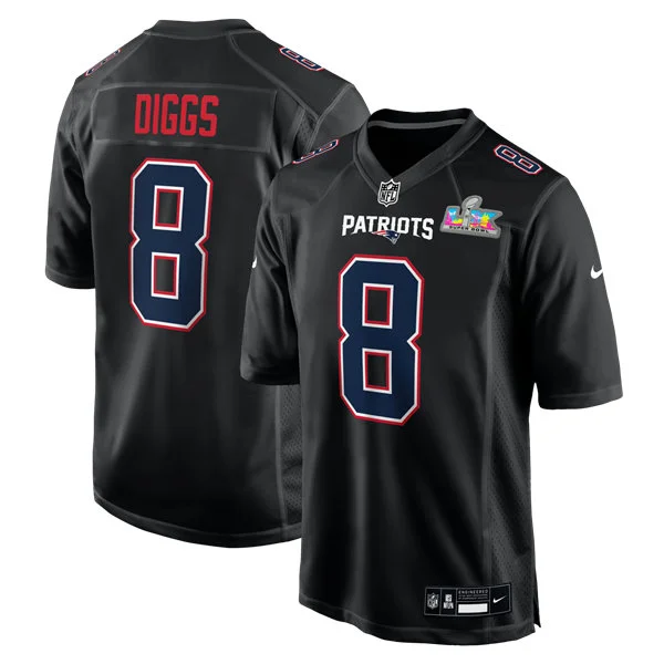 Youth New England Patriots #8 Stefon Diggs Black Fashion Game Jersey