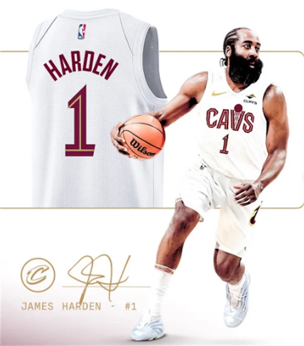 Mens Cleveland Cavaliers #1 James Harden White Association Edition Swingman Jersey