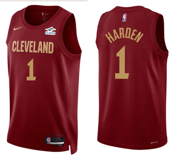 Mens Cleveland Cavaliers #1 James Harden Burgundy Icon Edition Swingman Jersey