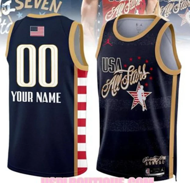 Custom 2026 NBA All-Star Game USA Stripes Swingman Jersey Navy