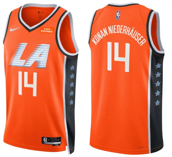 Mens LA Clippers #14 Yanic Konan Niederhauser Orange 2025-26 City Edition Swingman Jersey 